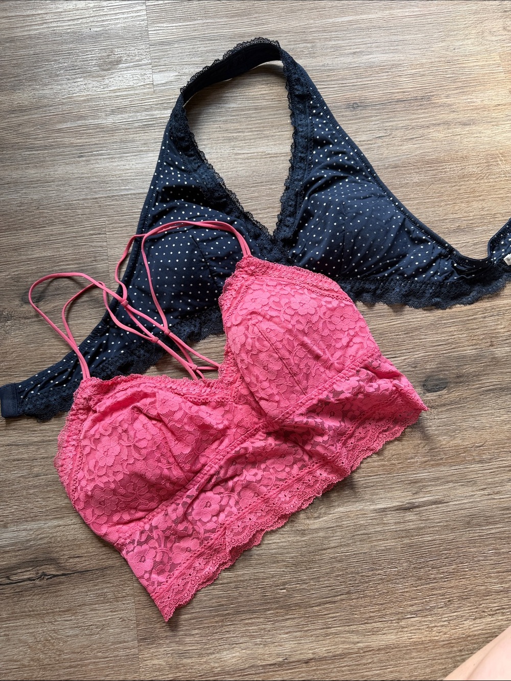 Lace Bralettes Gilly Hicks - Pink & Blue Polka Dot: Women's Intimates